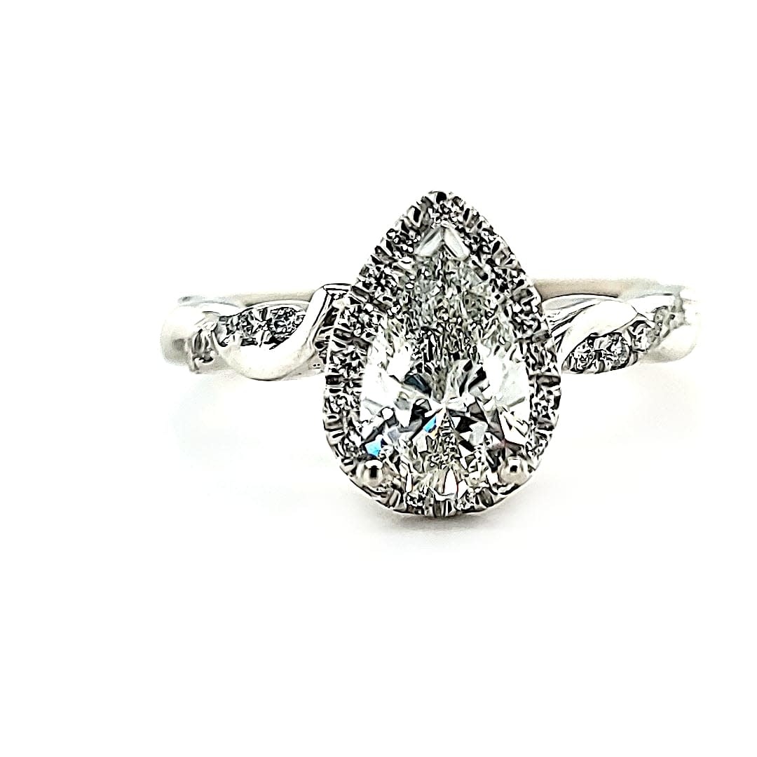 14KW Pear Engagement Ring 1.01 G VS2 LG447076259 (LAB GROWN)