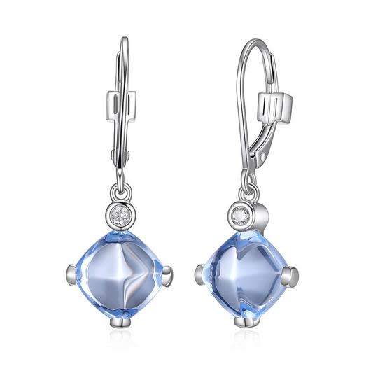 Elle .925 Syn. Blue Quartz Dangle Earrings Elle .925 Syn. Blue Quartz Dangle Earrings