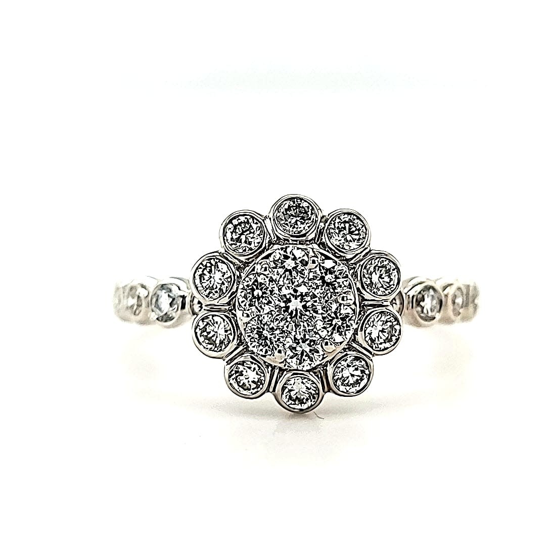 14KW LG Diamond Cluster Flower Engagement Ring (Lab Grown Diamonds)