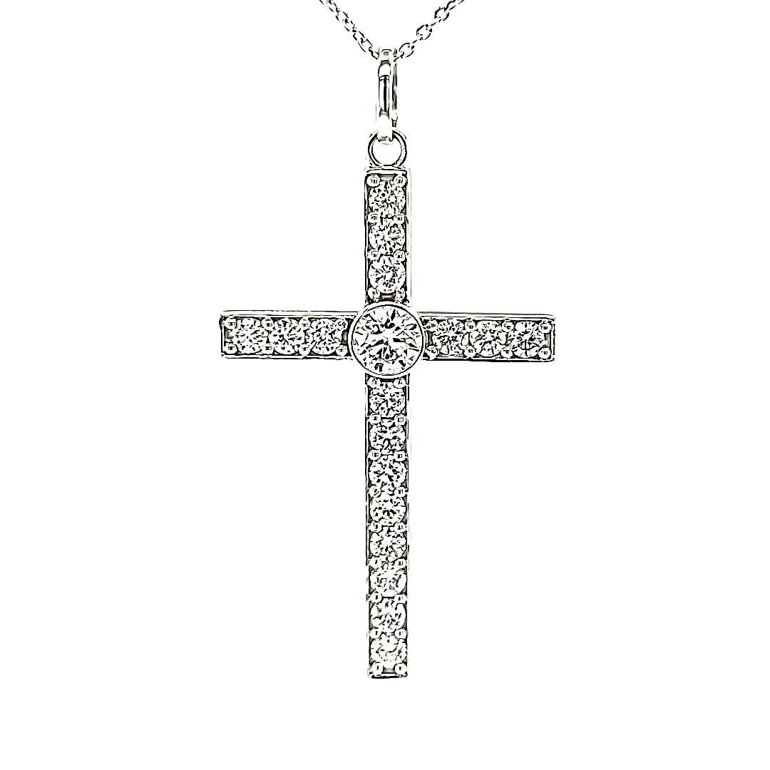 14KW LG Diamond Cross Pendant 7/8cttw (Lab Grown Diamonds)