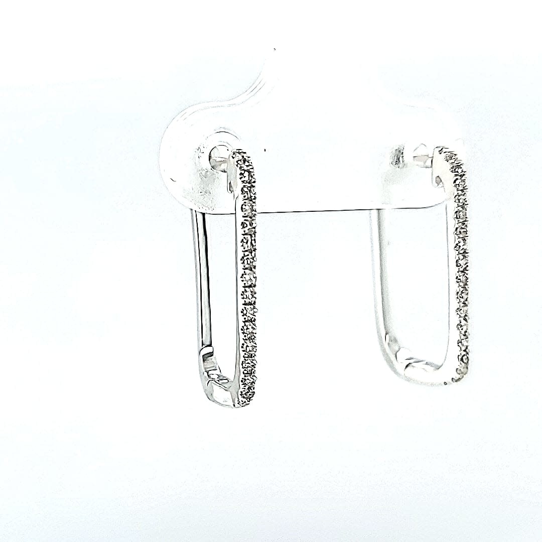 14K LG Diamond Paperclip Hoop Earrings