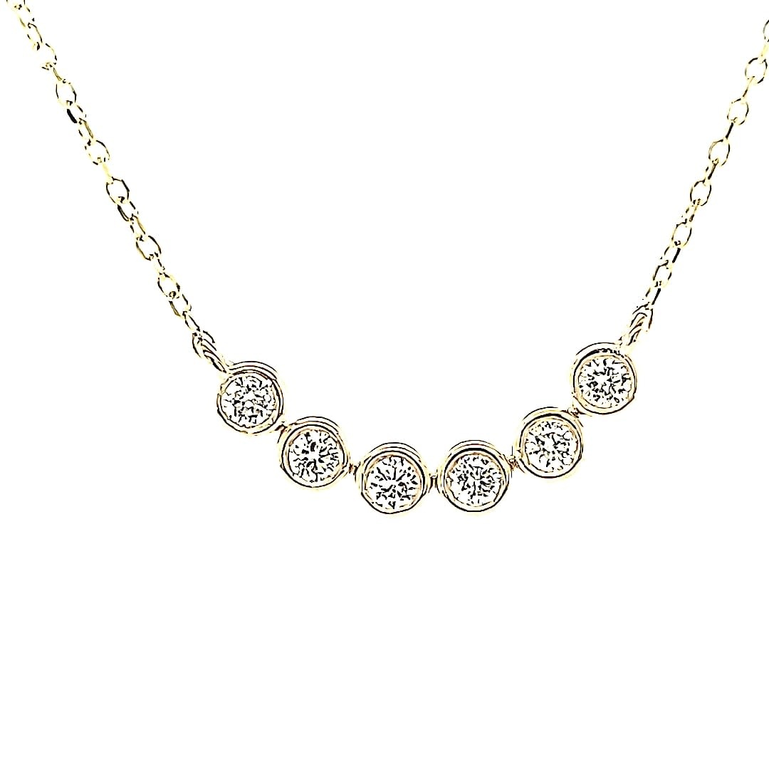 14KY Natural Diamond Bezel Necklace 0.22TW