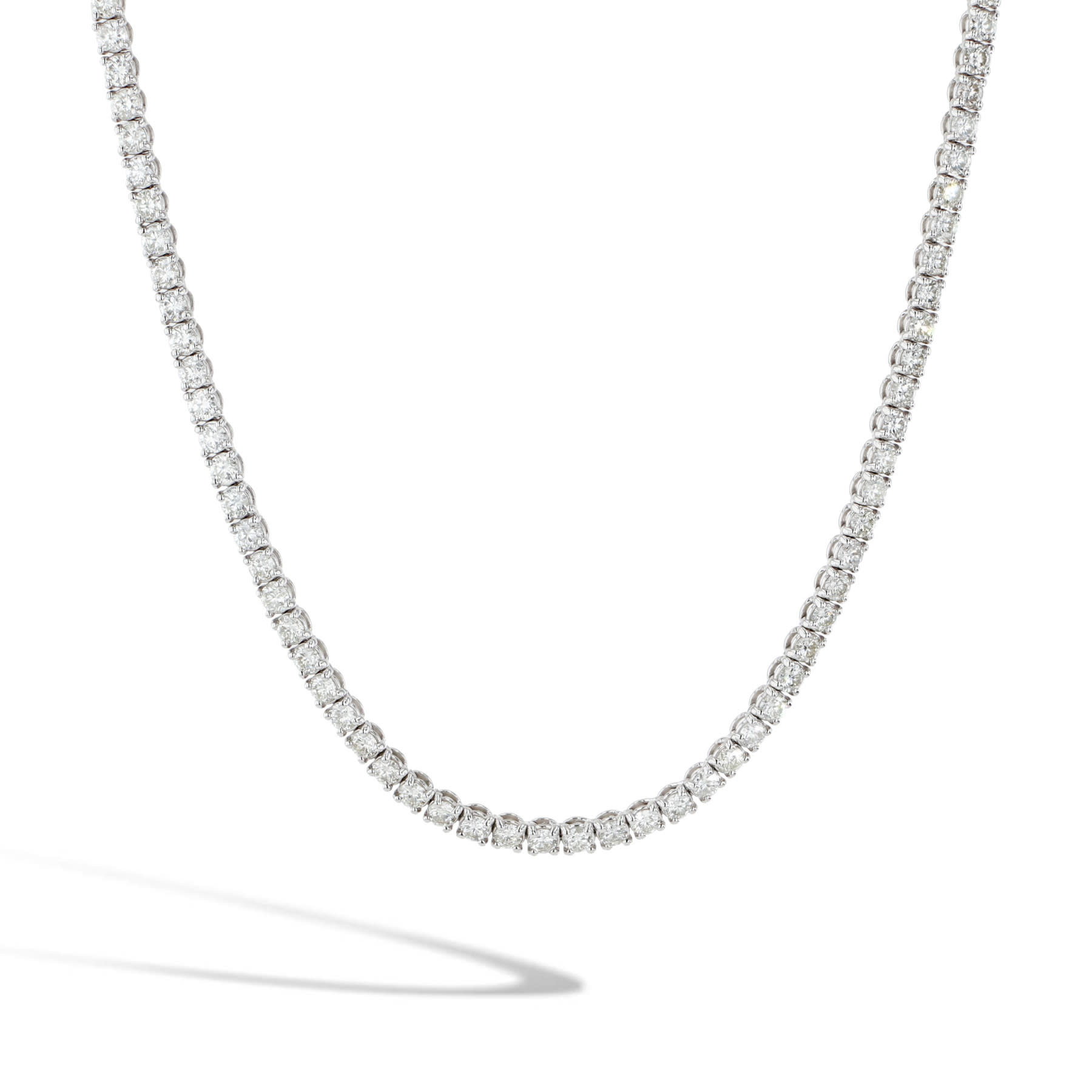 14KW 7CTTW LG Diamond Tennis Necklace