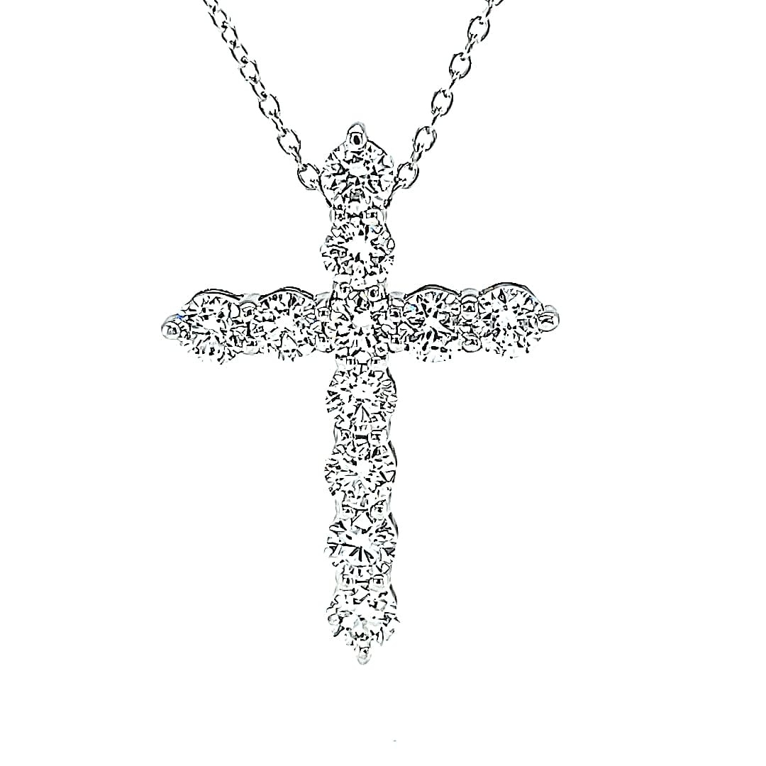 14KW LG Diamond Cross Pendant 1.98CTTW