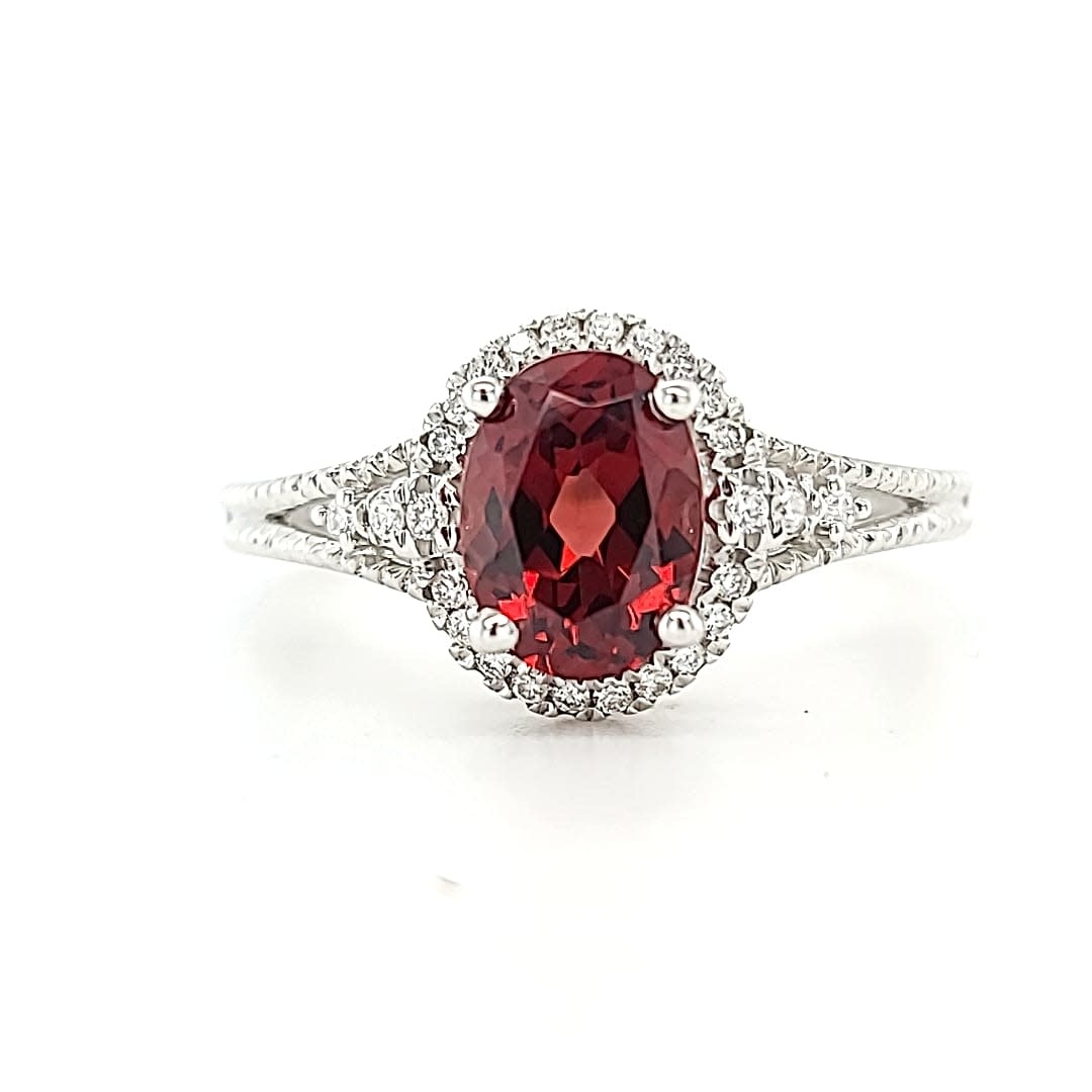 14KW Garnet Halo Fashion Ring 1.52CT