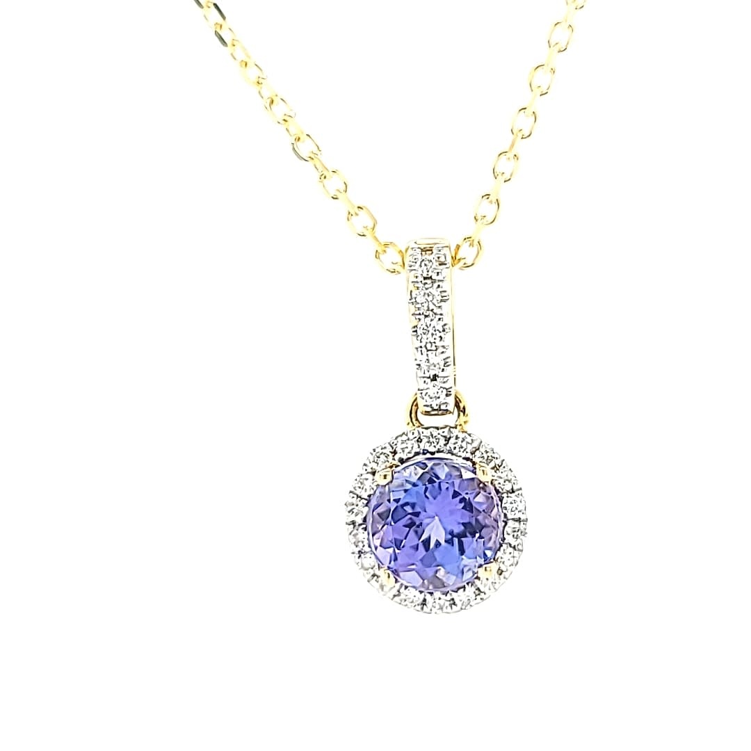 14KY Halo Tanzanite Pendant 0.91CT
