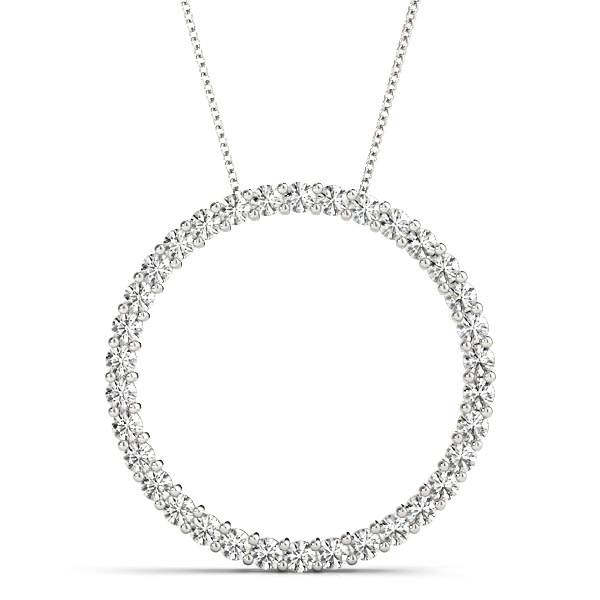 14KW 1/4CT Circle LG Diamond Slide Pendant