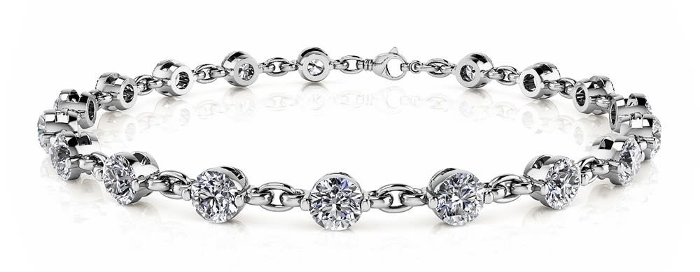 14KW 3.75CT LG Diamond Tennis Bracelet 8"