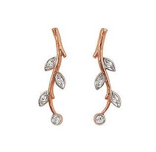 14KR Leaf and Vine Diamond Earrings