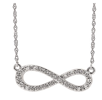 14KW Diamond Infinity Necklace .10TW