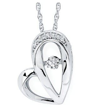 .925 Shimmering Diamond Heart Pendant .10TW