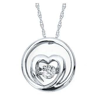 .925 Shimmering Diamond Circle Heart Pendant .07