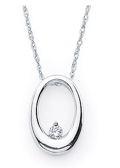 14KW Open Oval Pendant with a Diamond .03