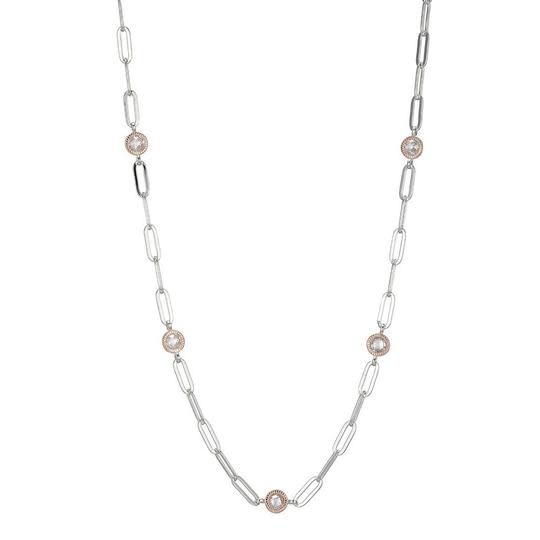 .925 Paperclip CZ Station Necklace