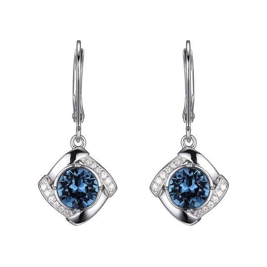 .925 Blue Topaz Color Swarovski Crystal Earrings