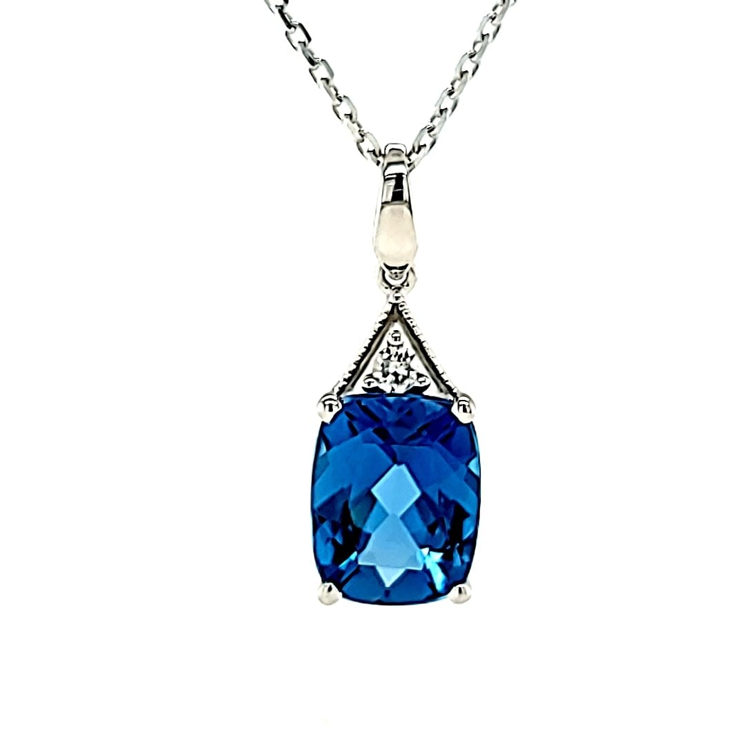 Cirari 14KW 2.33CT London Blue Topaz and Diamond Pendant .09tw Cirari 14KW 2.33CT London Blue Topaz and Diamond Pendant .09tw
