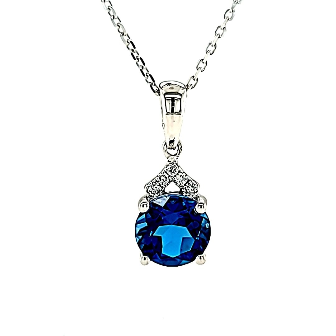 Cirari 14KW 1.61CT London Blue Topaz and Diamond Pendant .09tw Cirari 14KW 1.61CT London Blue Topaz and Diamond Pendant .09tw