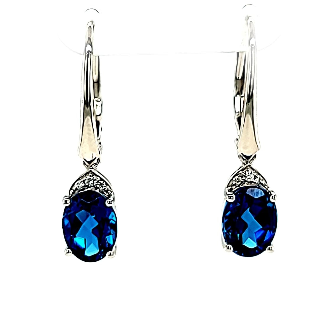 Cirari 14KW 3.02TW London Blue Topaz and Diamond Dangle Earrings .03TW Cirari 14KW 3.02TW London Blue Topaz and Diamond Dangle Earrings .03TW