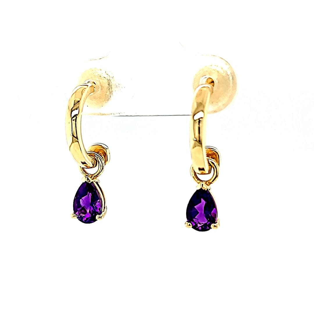 14KY Interchangeable Amethyst Hoops 14KY Interchangeable Amethyst Hoops