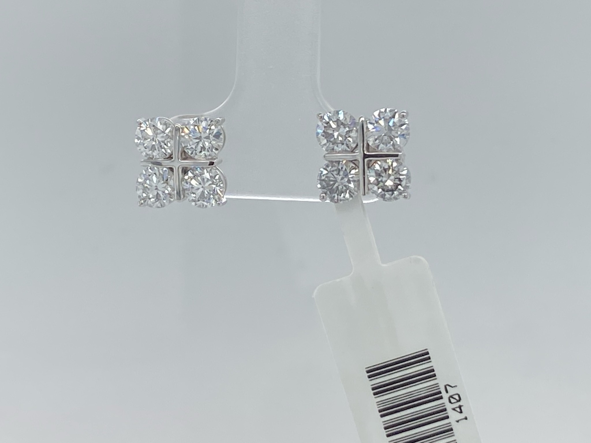 14KW 2C TTW 4 Stone LG Diamond Earrings