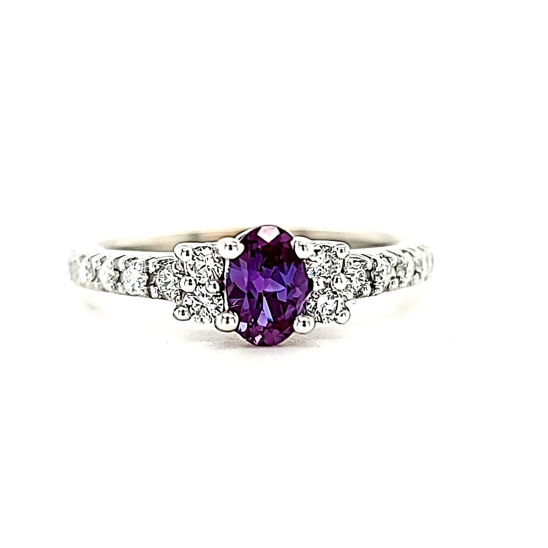 14KW LG Alexandrite and LG Diamond Ring 6X4
