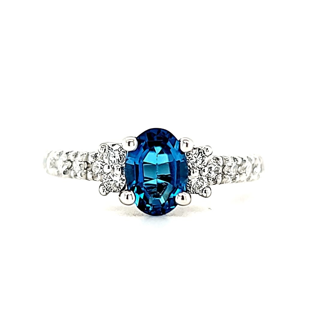 14KW London Blue Topaz and LG Diamond Ring 7X5