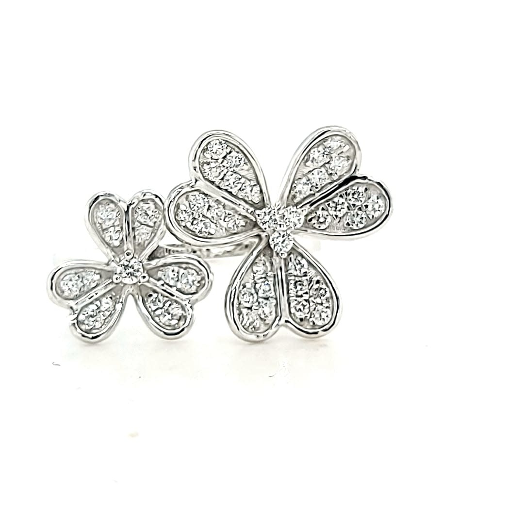 14KW LG Diamond Flower Fashion Ring 0.38tw VS G-J