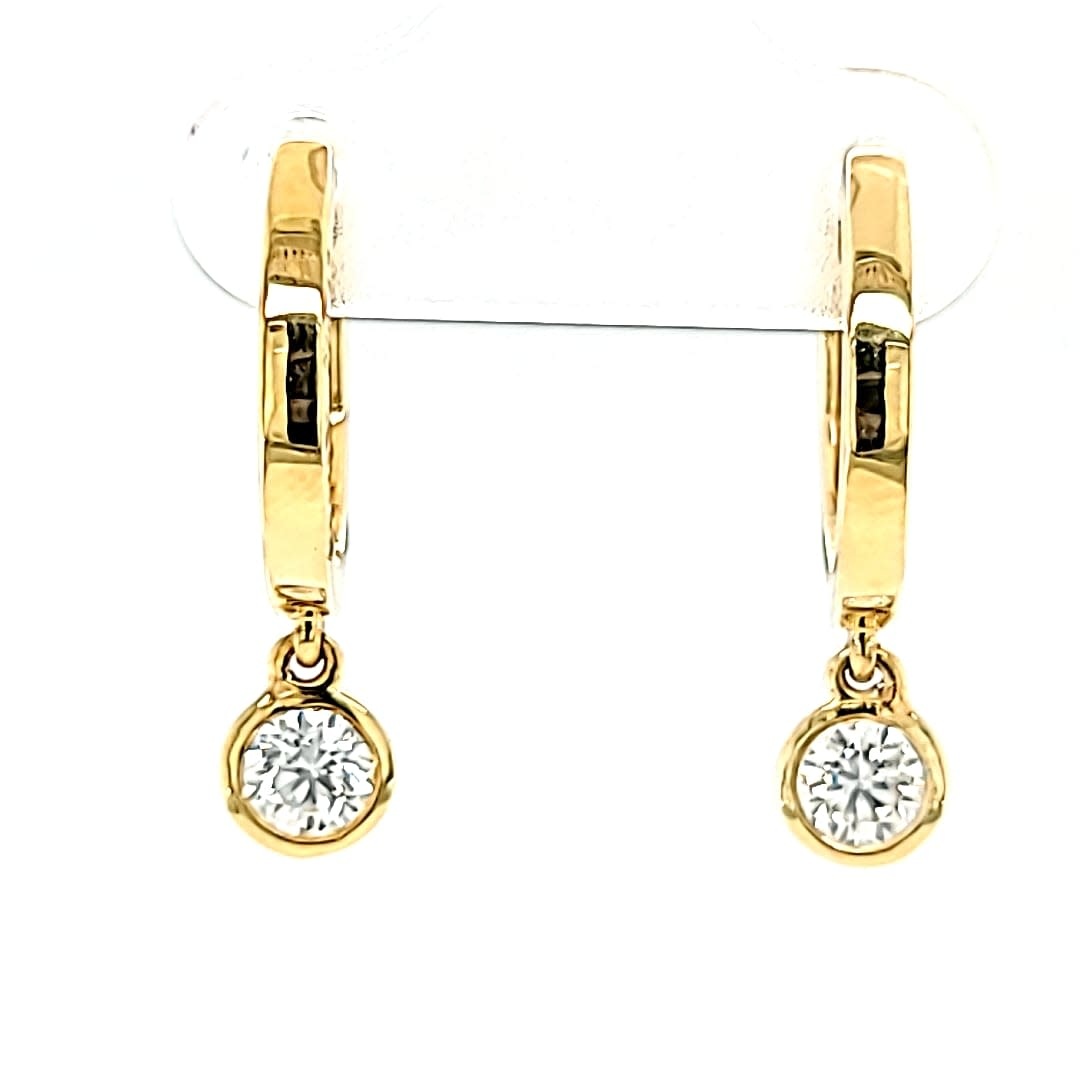 14KY LG Diamond Dangle Hoop Earrings 0.21tw VS G-J