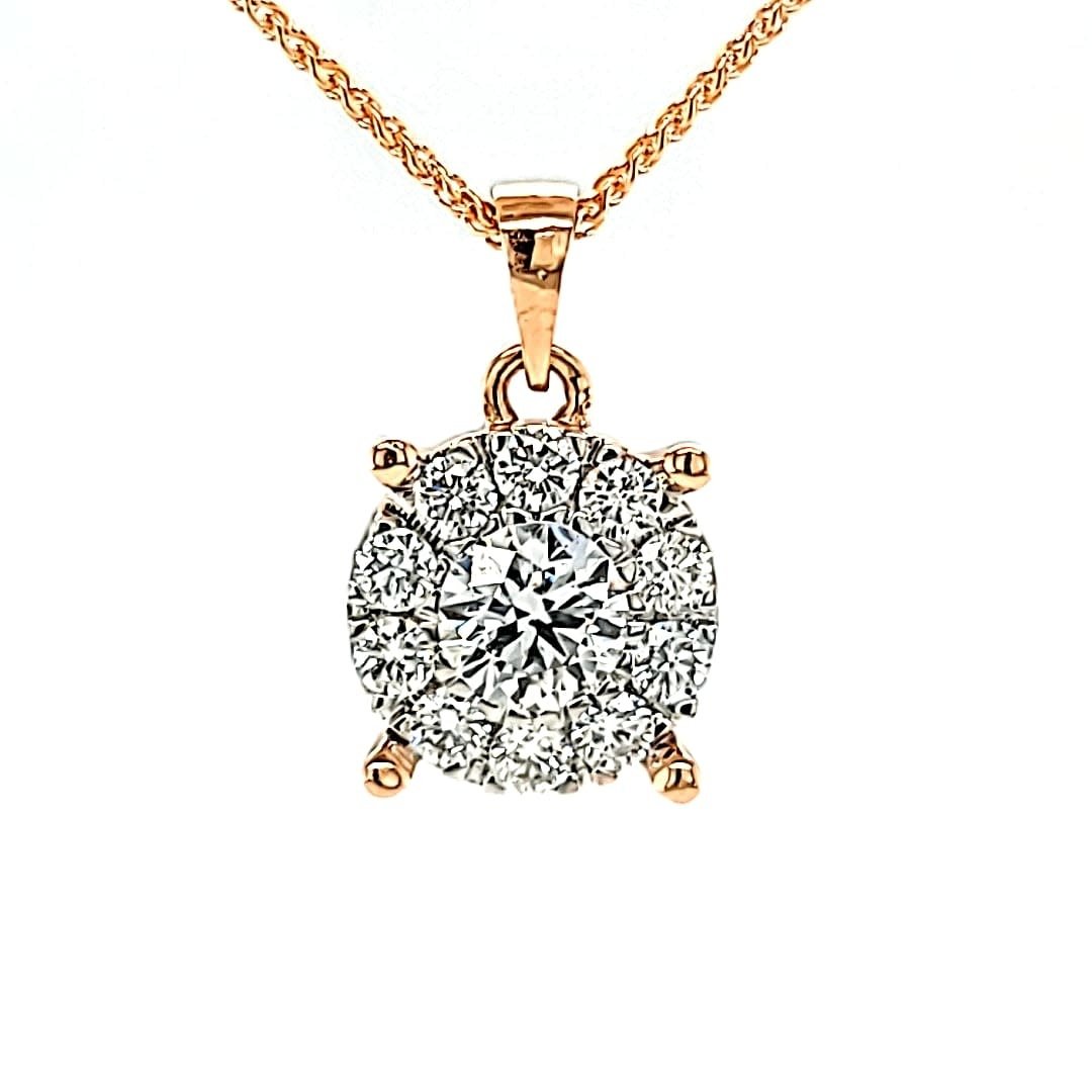 14KR LG Diamond Pendant 1.12tw