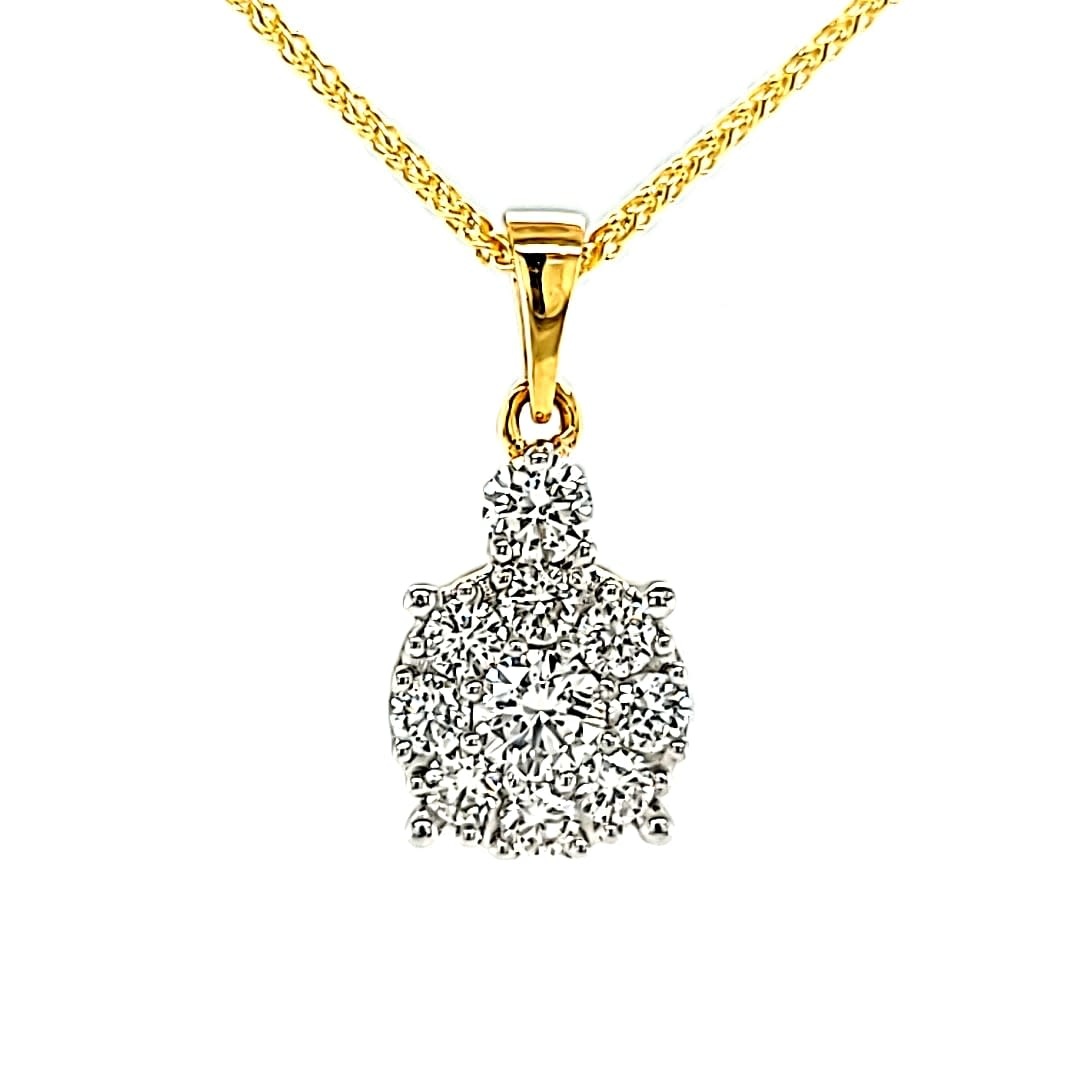14KY LG Diamond Cluster Style Pendant