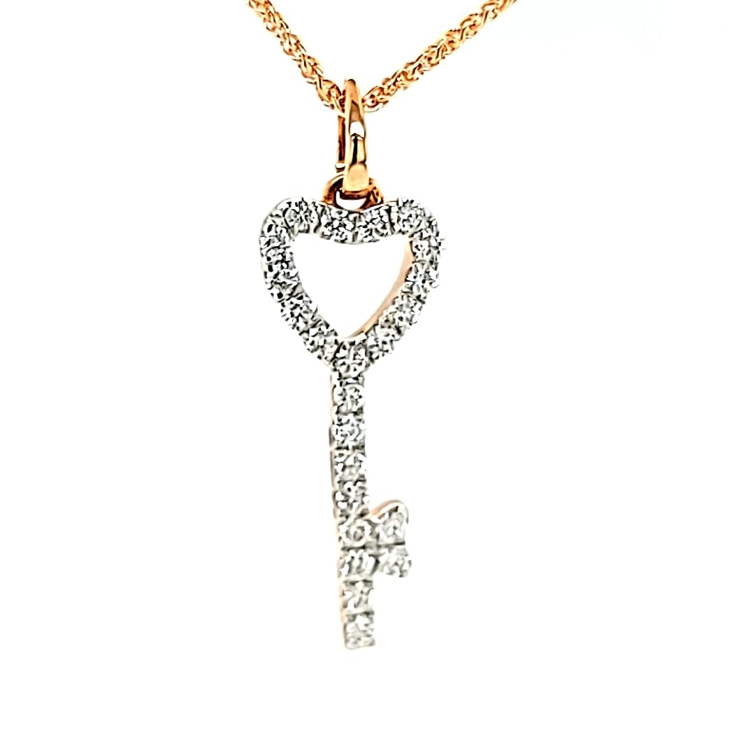 14KR LG Diamond Key Pendant VS F-G