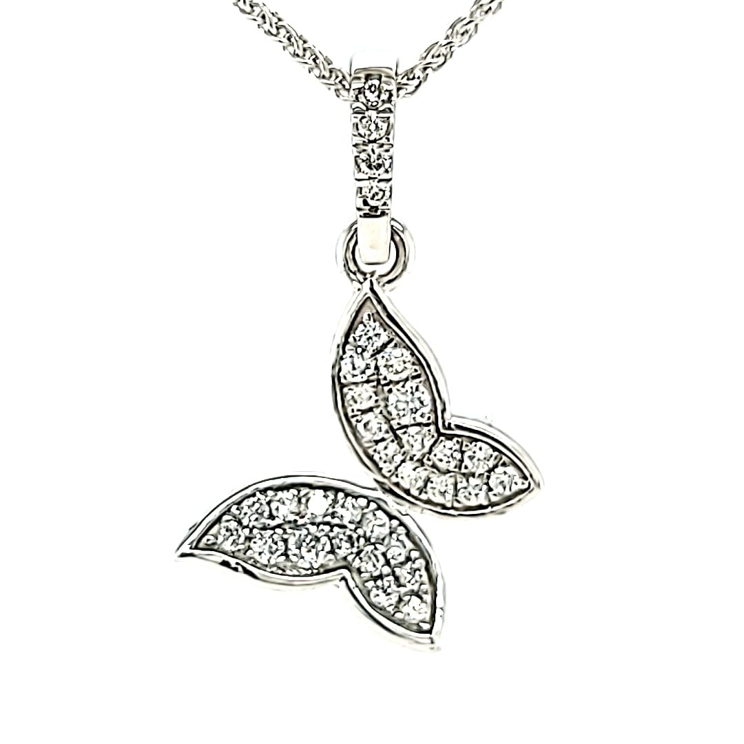 14KW LG Diamond Butterlfy Pendant 0.20tw VS G-J