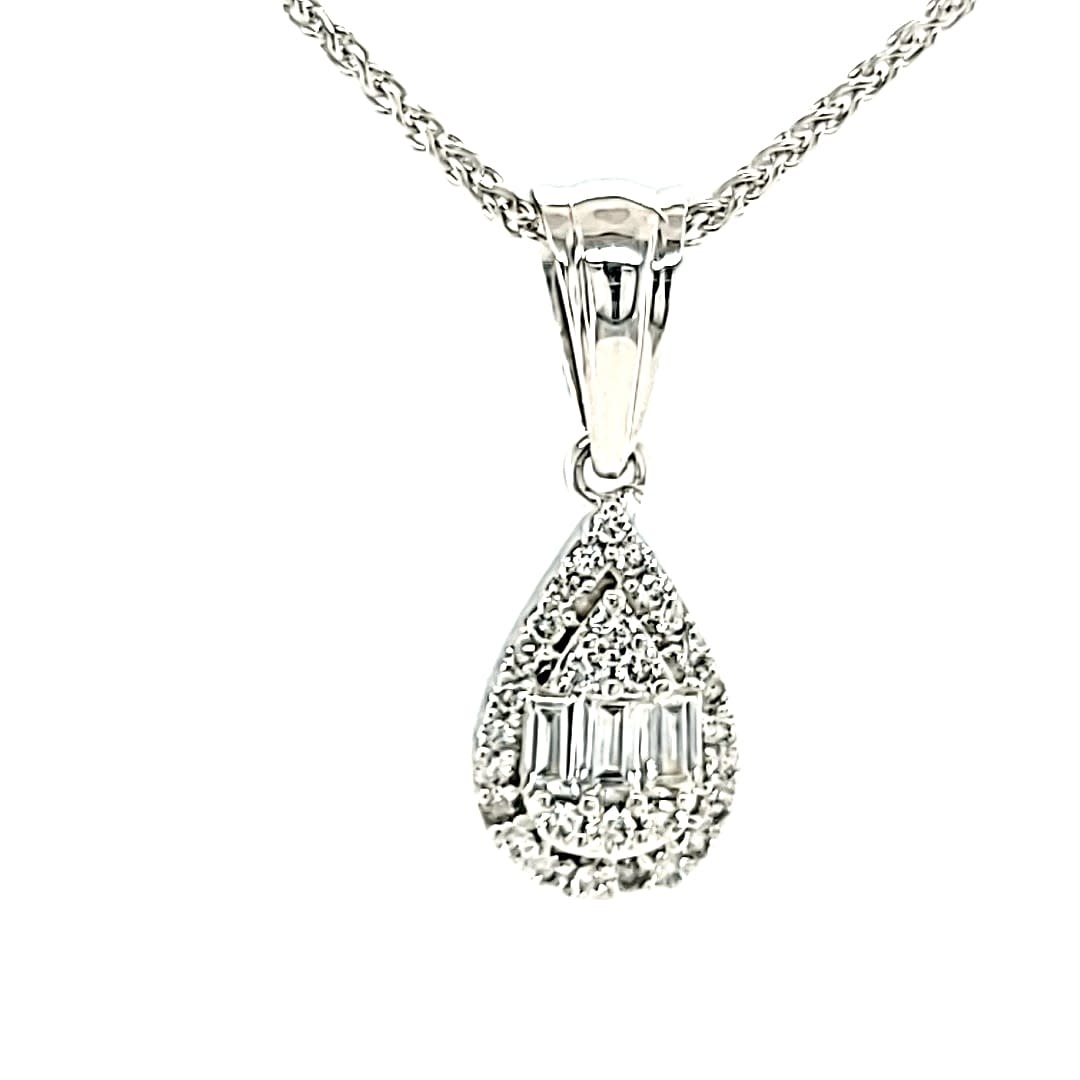 14KW LG Diamond Pear Pendant 0.21tw VS G-J