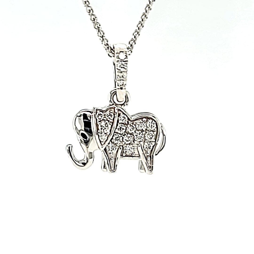 14KW LG Diamond Elephant Pendant