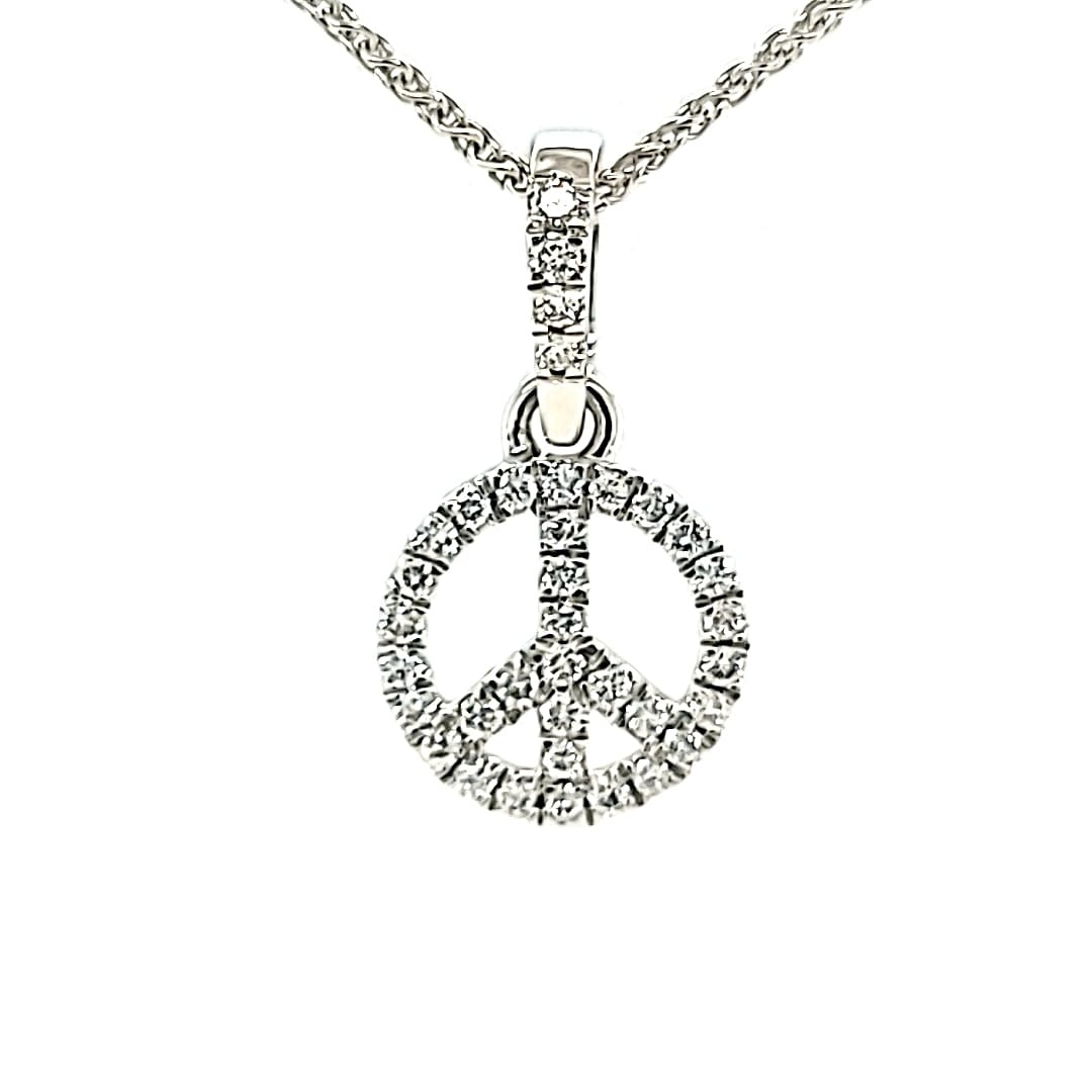 14KW LG Diamond Peace Symbol pendant 0.19 VS G-J