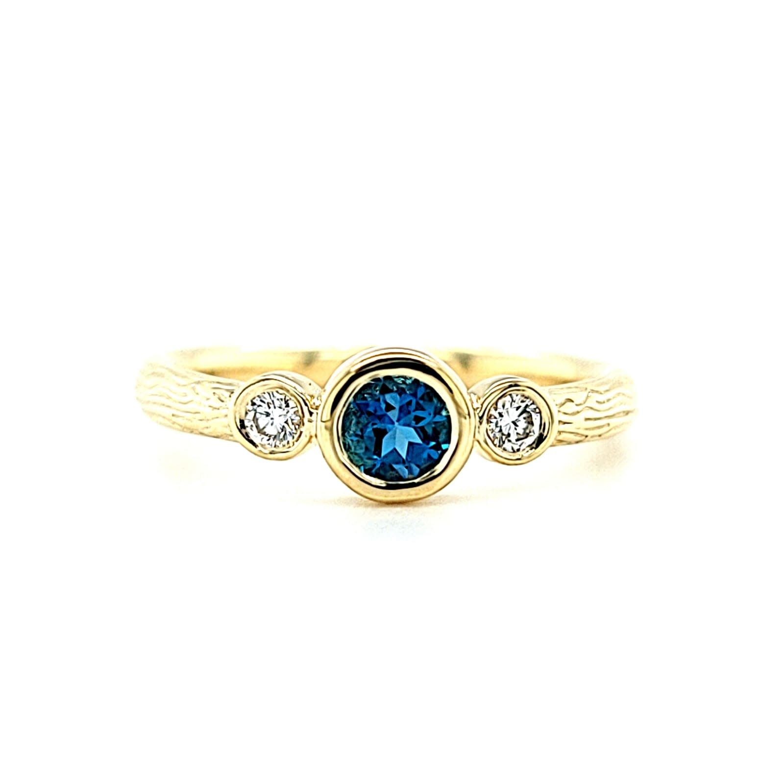14KY Blue Topaz and Diamond Fashion Ring