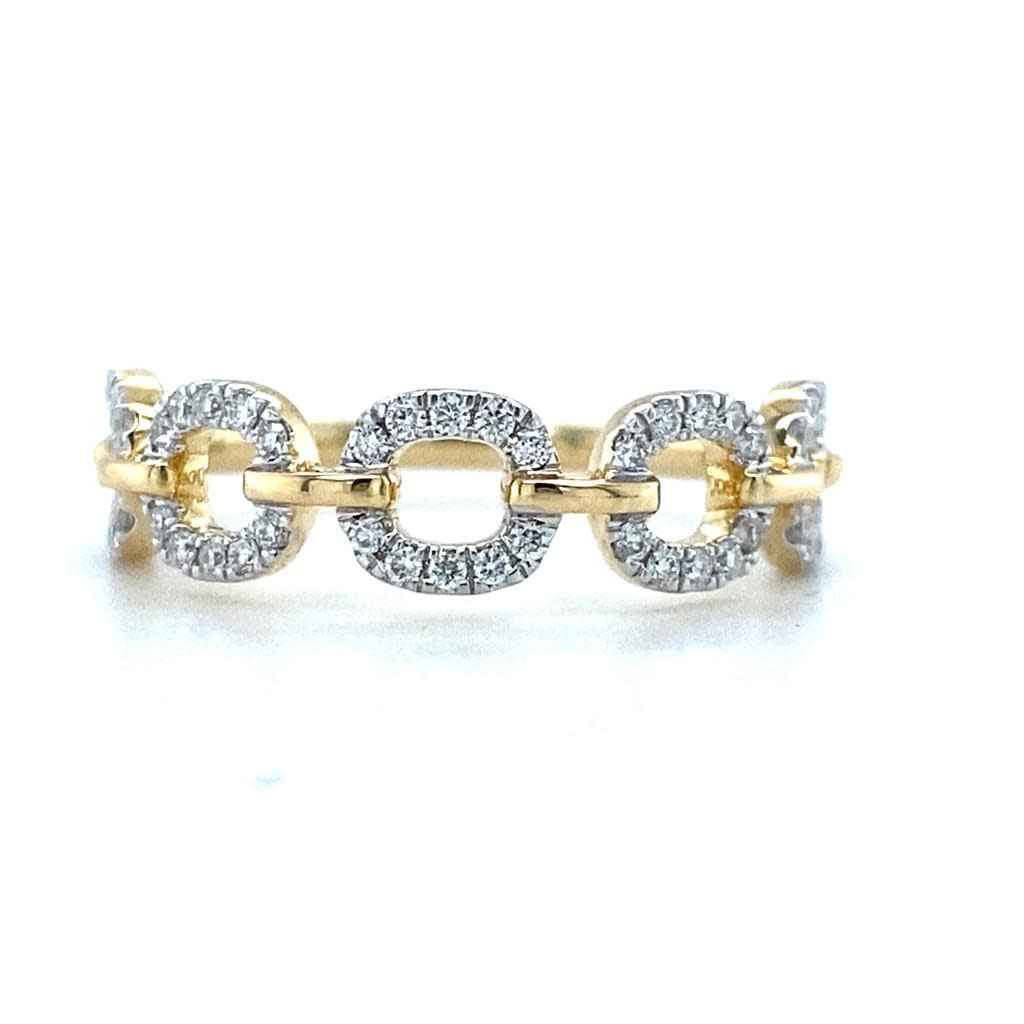 14KY Chain Link Lab Grown Diamond Ring 0.23tw