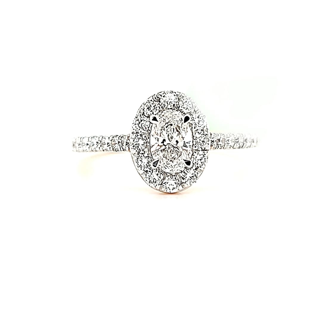 14KR Lab Oval Diamond Halo Ring 0.91TW F-G VVS 14KR Lab Oval Diamond Halo Ring 0.91TW F-G VVS