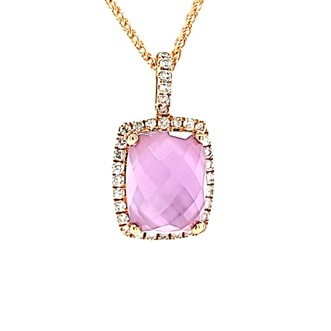 14KR Pink Amethyst Halo Pendant 14KR Pink Amethyst Halo Pendant