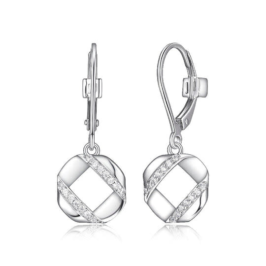 Elle .925 Lattice Dangle CZ Earrings Elle .925 Lattice Dangle CZ Earrings