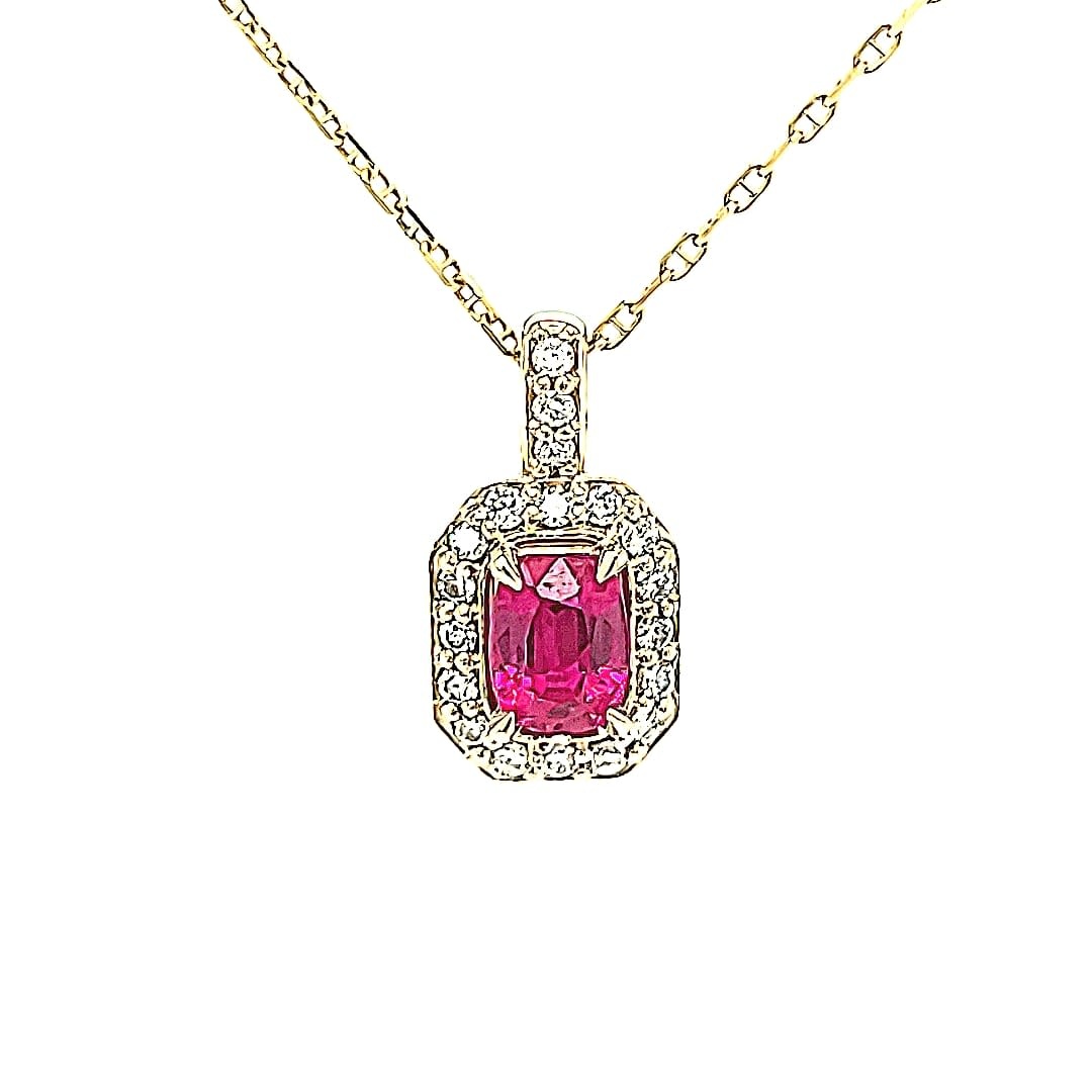 14KY Lab Created Ruby Halo Pendant 14KY Lab Created Ruby Halo Pendant