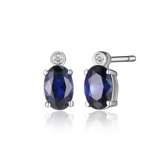 Elle .925 Created Sapphire and CZ Stud Earrings