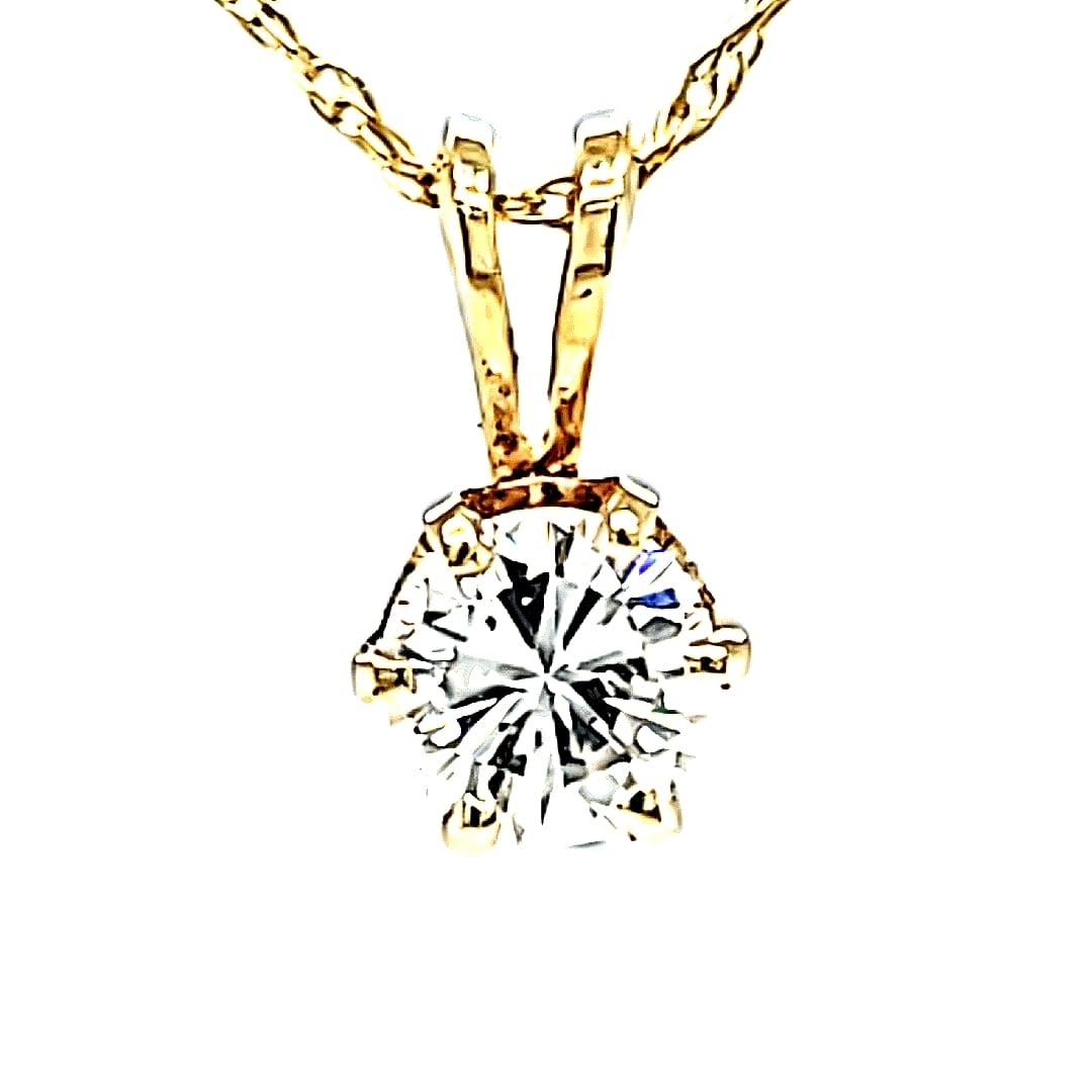 14KY Solitaire .25CT H I1 Natural Diamond Pendant