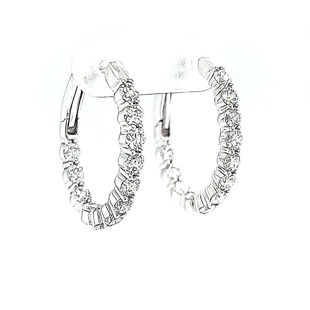 14KW 2CTTW Natural Diamond Hoop Earrings