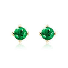 14KY Emerald Stud Earrings .57TW