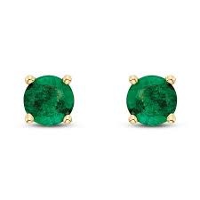 14KY Emerald Stud Earrings .43TW