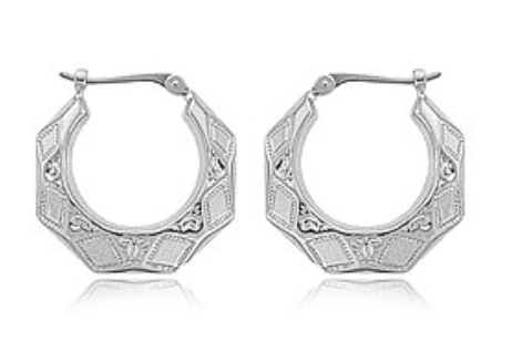 Carla 14KY Fancy Diamond Cut Shell Hoops