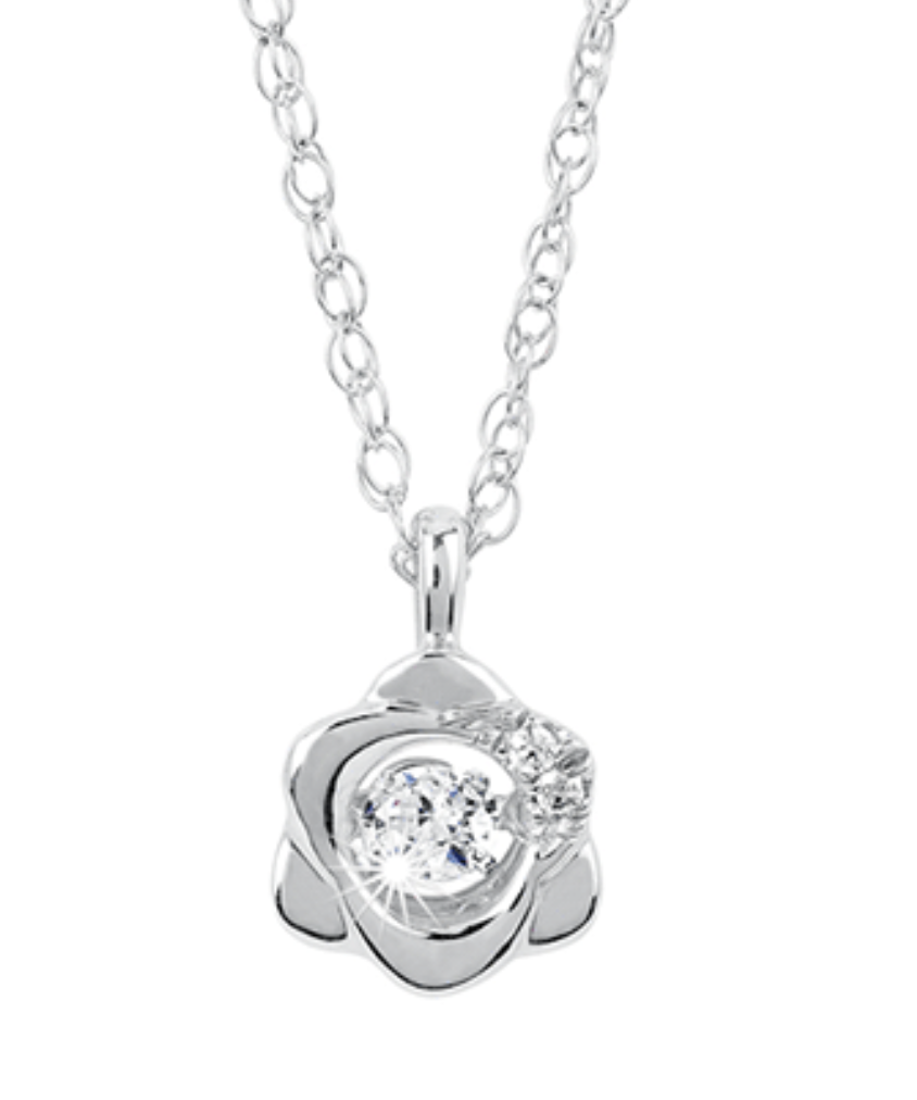 .925 Shimmering Diamond Flower Pendant .10tw