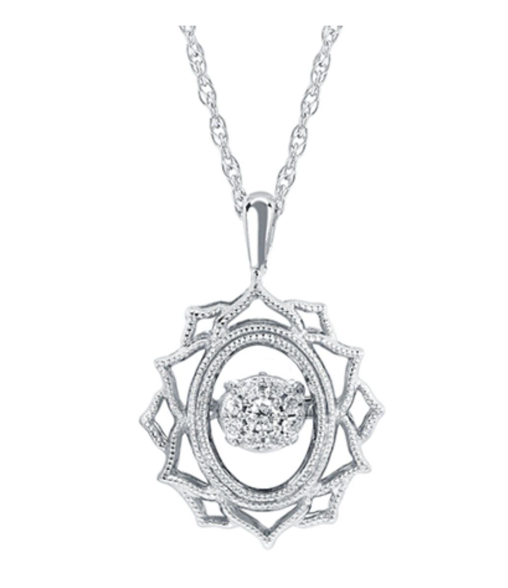 .925 Shimmering Floral Pendant .08TW