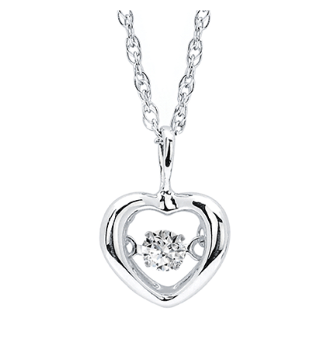 .925 Shimmering Heart Pendant .05TW